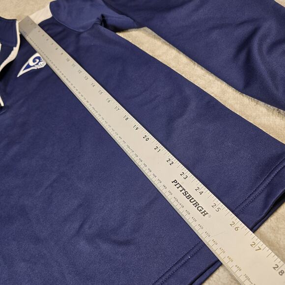NFL Team Apparel- Los Angeles Rams Men's Medium 1/4 Zip Pullover Blue / White - Picture 4 of 6